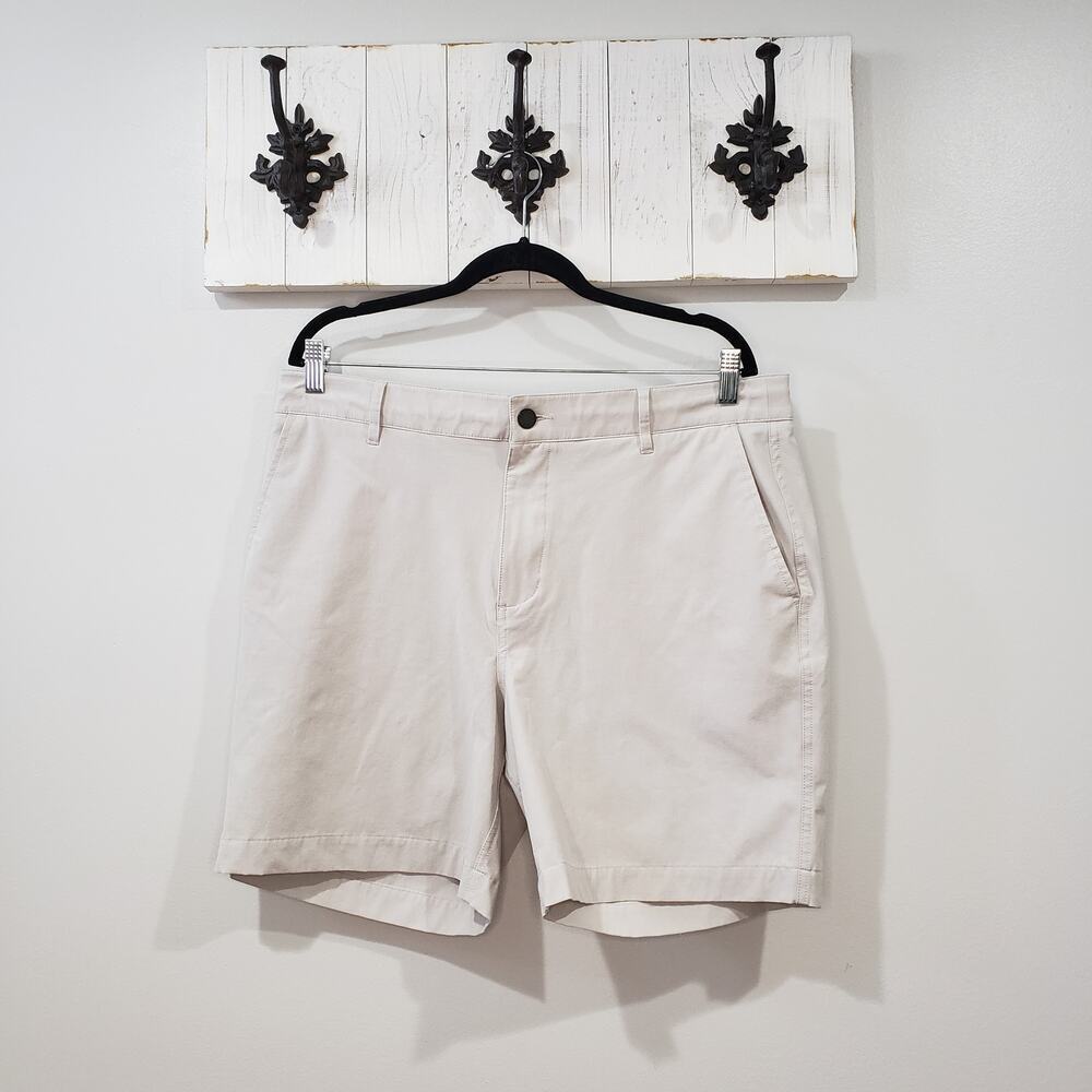 Faherty All Day Shorts 7” Stone Khaki Stretch Size 35